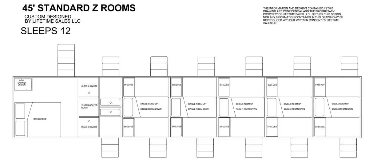 45' Standard Z Rooms bunkhouse floorplan