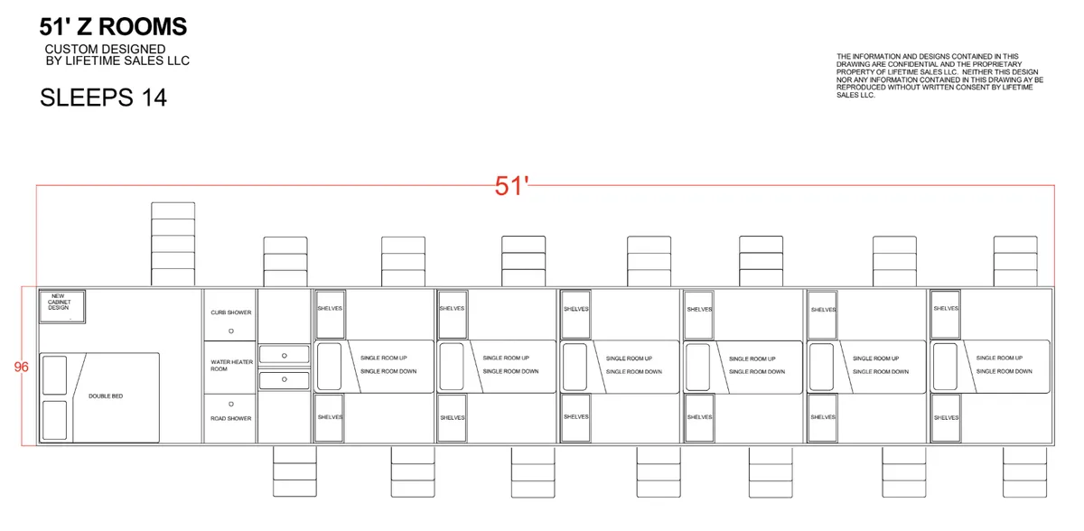 51' Standard Z Rooms bunkhouse floorplan
