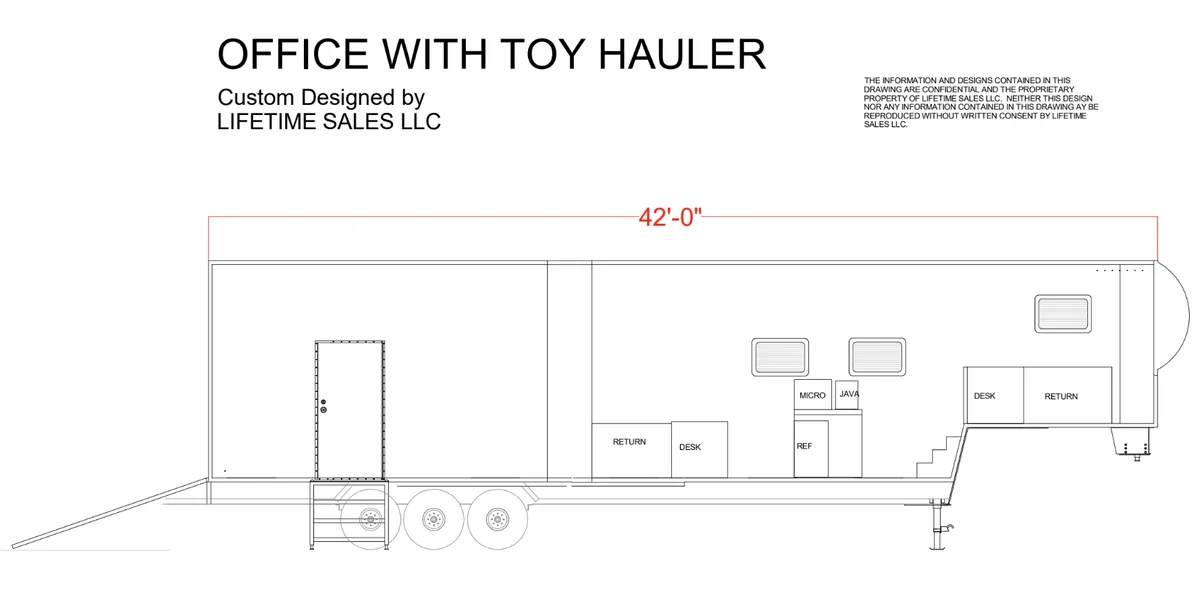 Office with Toy Hauler Side View specialty floorplan