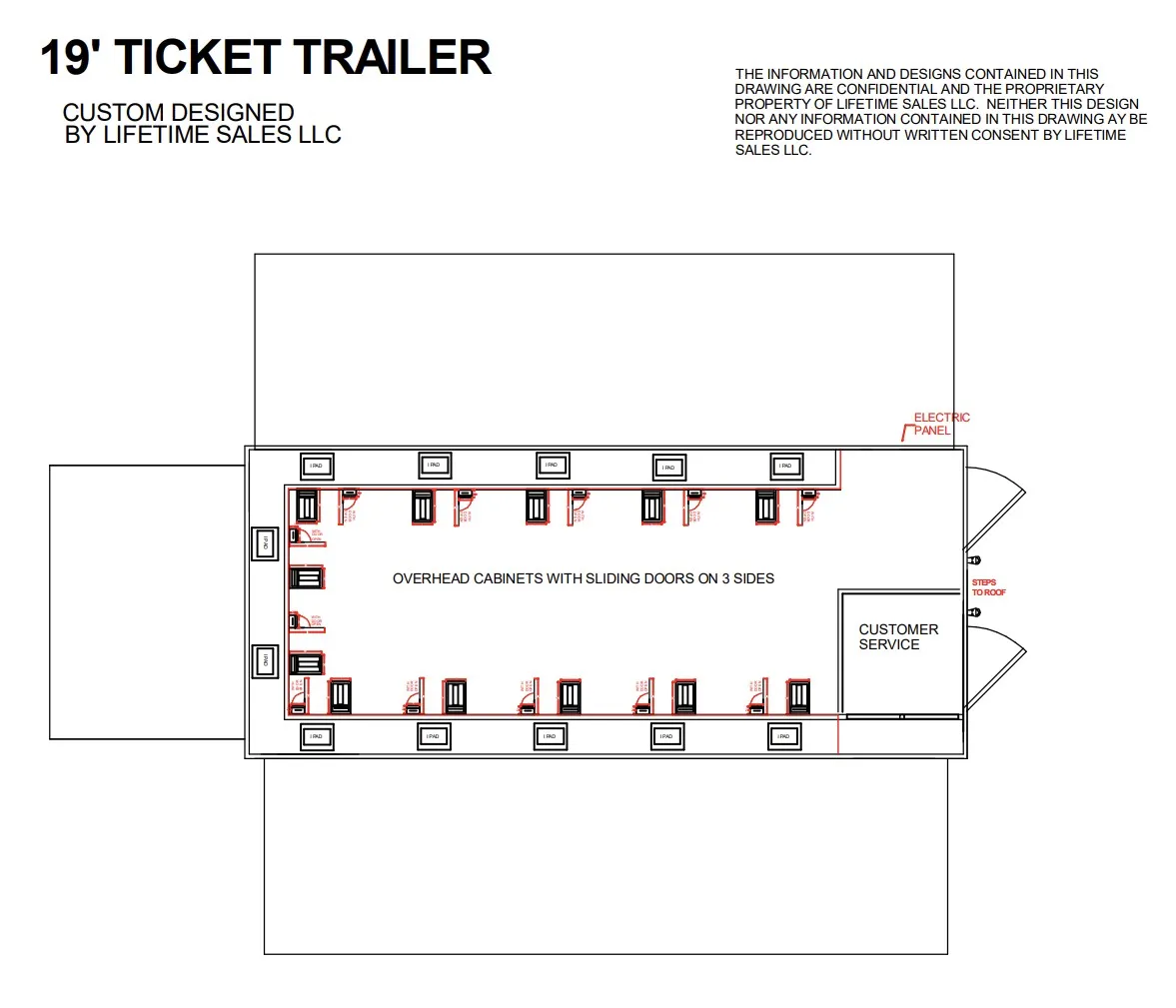 19' Armband Ticket Trailer Top View floorplan