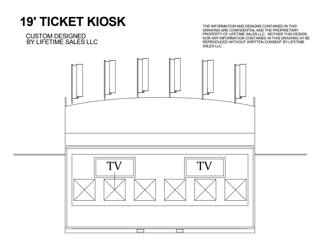 19' Ticket Kiosk Side View floorplan