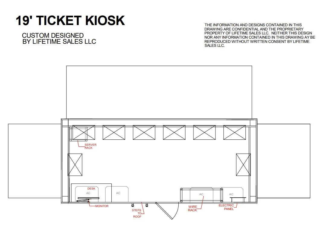 19' Ticket Kiosk Top View floorplan