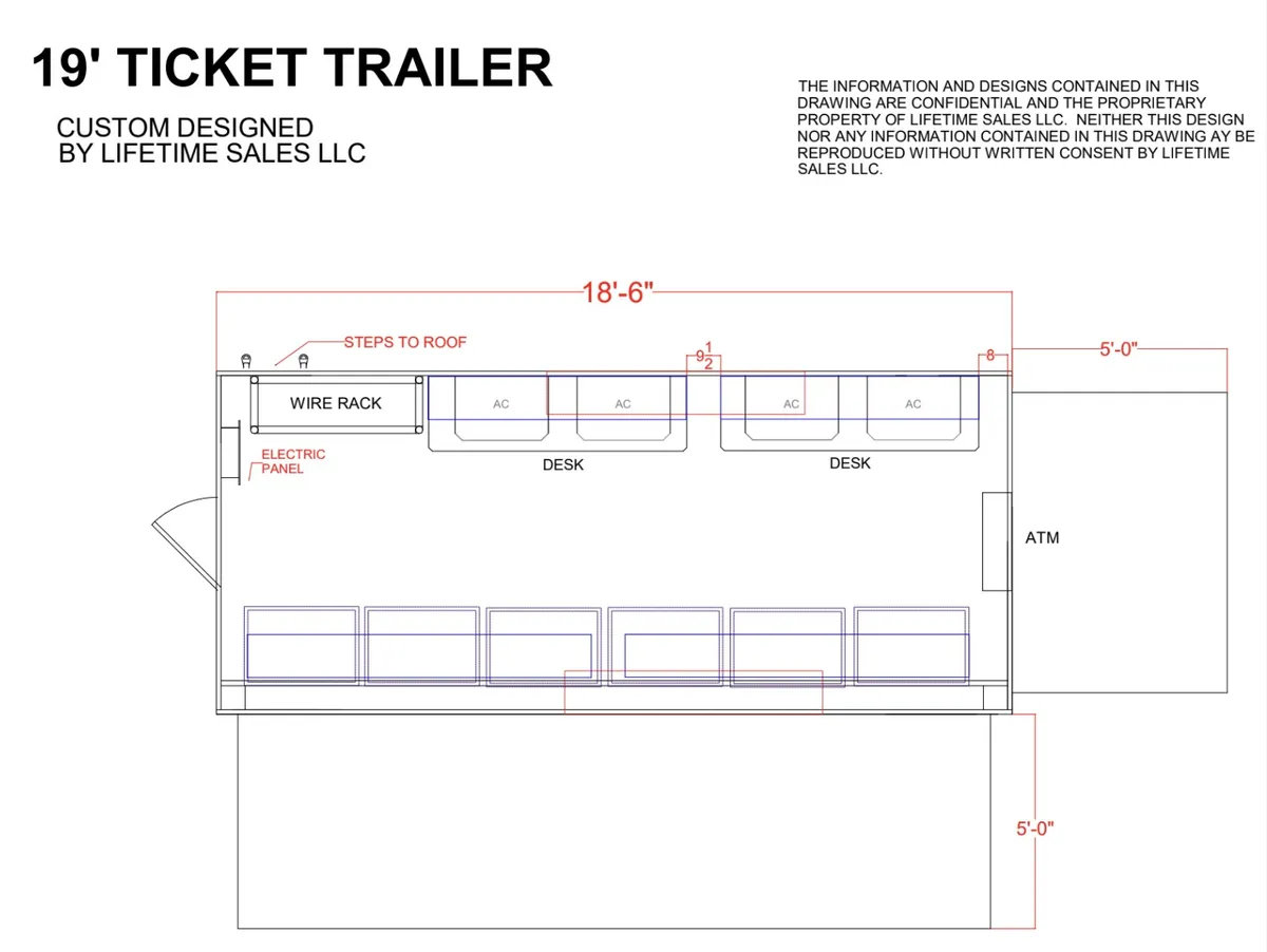 19' Ticket Trailer Top View floorplan