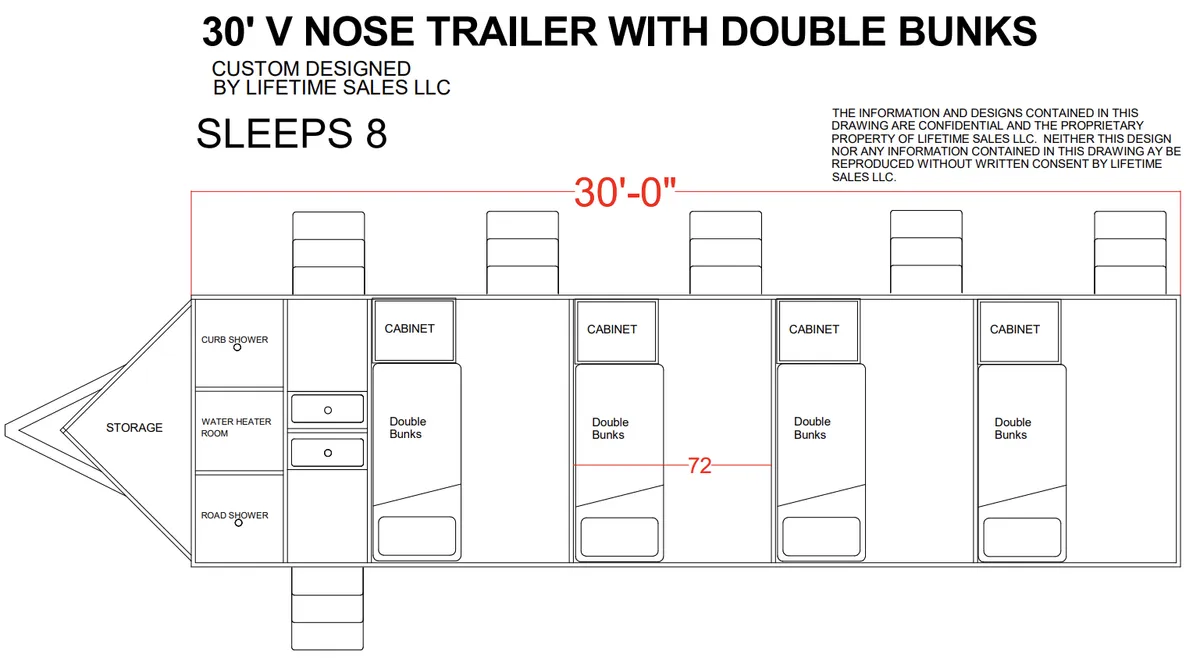 30' Standard V-Nose floorplan sleeping eight